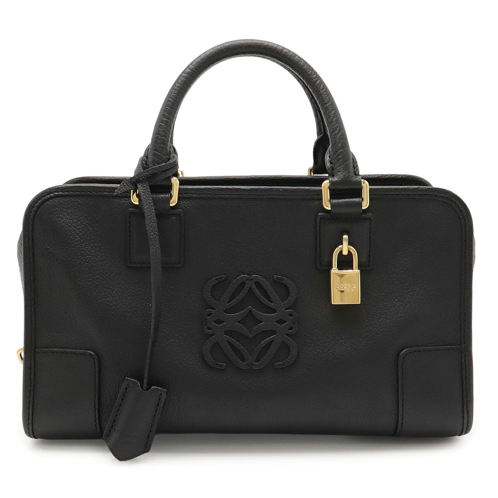 Loewe Amazona Anagram Handbag Boston Bag Leather Black